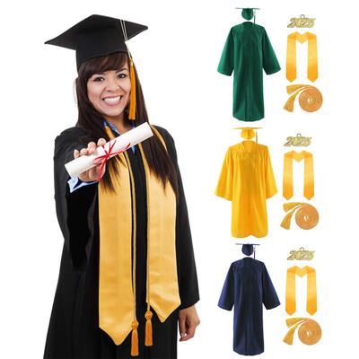 1 Set Academic Uniform Includes Hat Shawl Honour Rope V-Neck Bat-Sleeved Robe 2025 Graduation Cap And Gown Set for Memorable Graduation Events