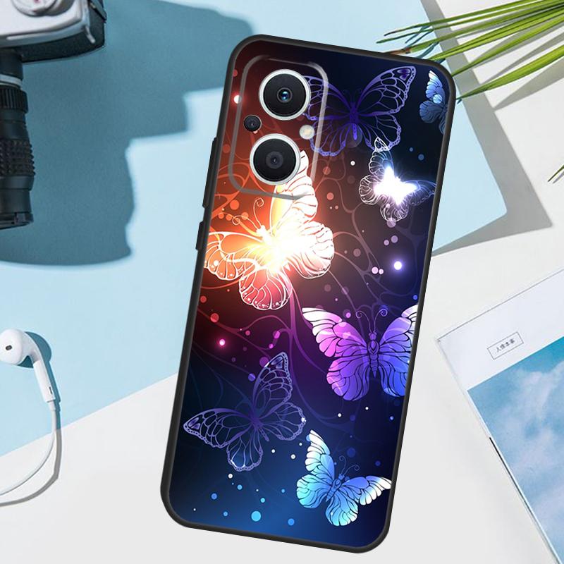 Black Beautiful Butterfly Cover For OPPO Reno 13 F 10 11 12 14 Pro 11F 12F 14F 7 8 Lite OPPO Find X9 X8 X5 X6 Pro Case