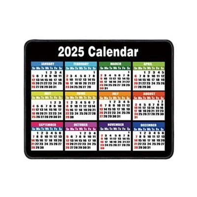 Square 2025 Calendar Mouse Pad Anti-Slip Extra-thick Mouse Mat Rubber Stitched Edge Small Office Mousepad Office Supplies