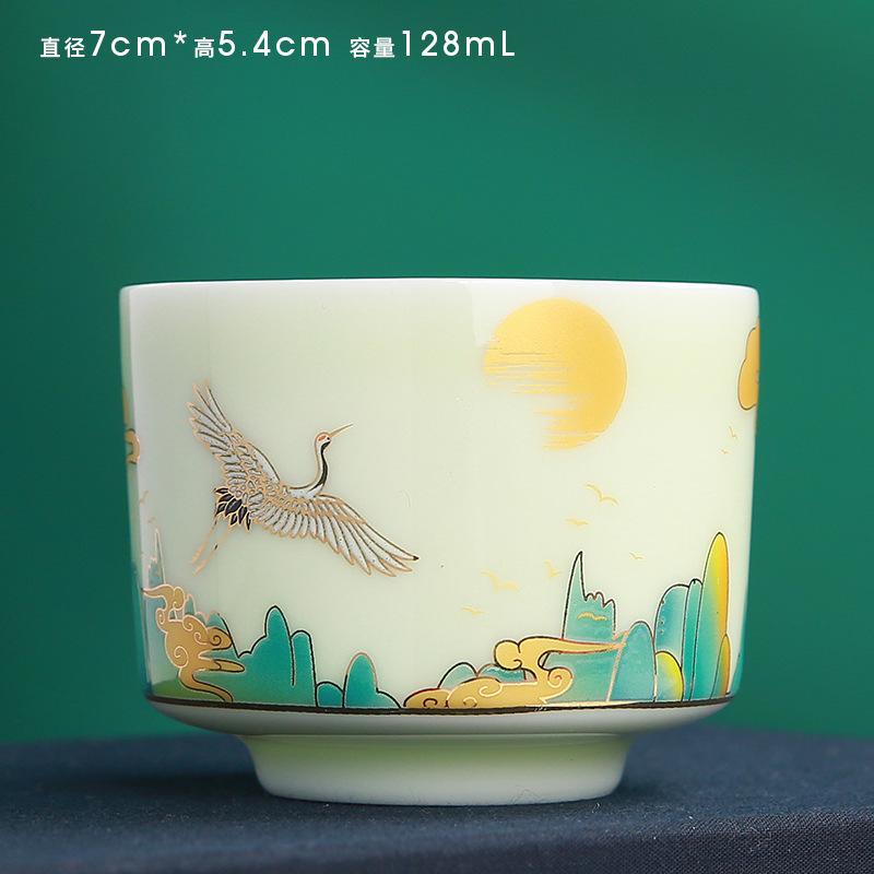 Chinese Ceramic Japanese Style Single Jade Blue Master Cup Kung Fu Tea Brewing Bowl Simple Gift Packa