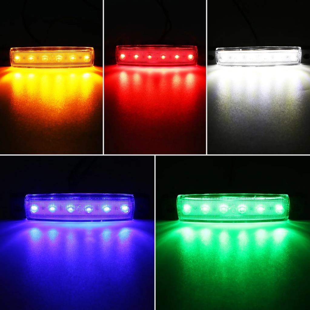 2PCS 6LED Truck Side Lights Cars Trailers LED Light Side Marker Clearance Lamp 12V/24V RV Front Rear Signal Trucks Lamp