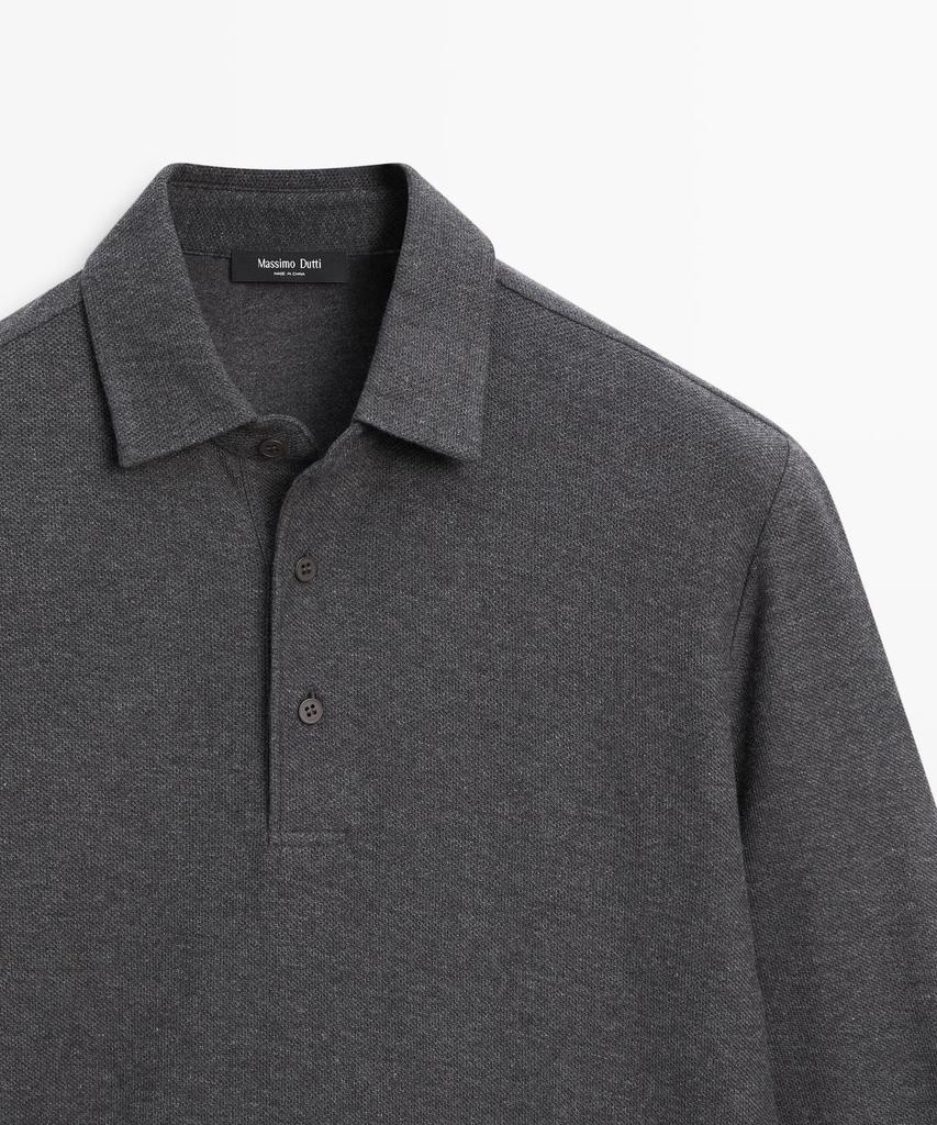 Masimodutti Long Sleeve Textured Pique Polo Shirt