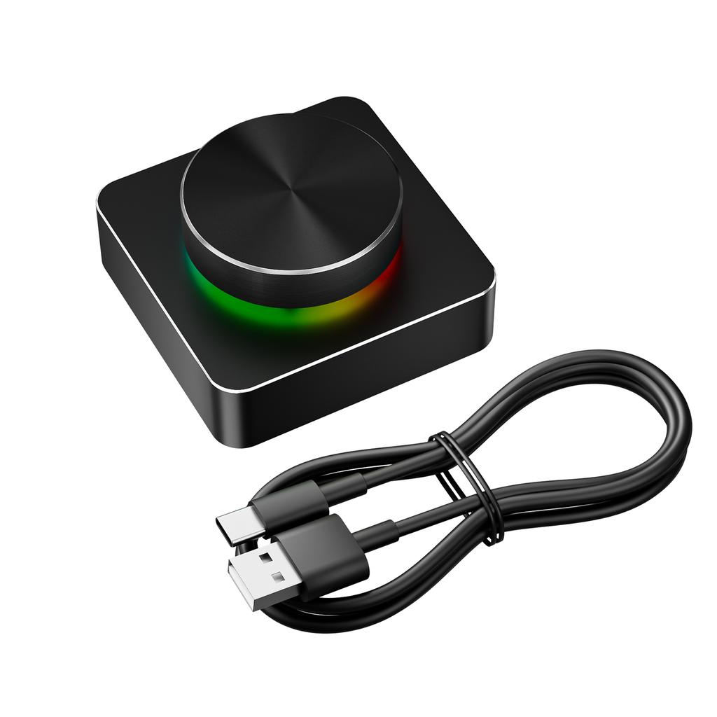 USB +   + 2.4G RGB Volume Control Knob, Three-Mode Multimedia Controller for PC/Gaming