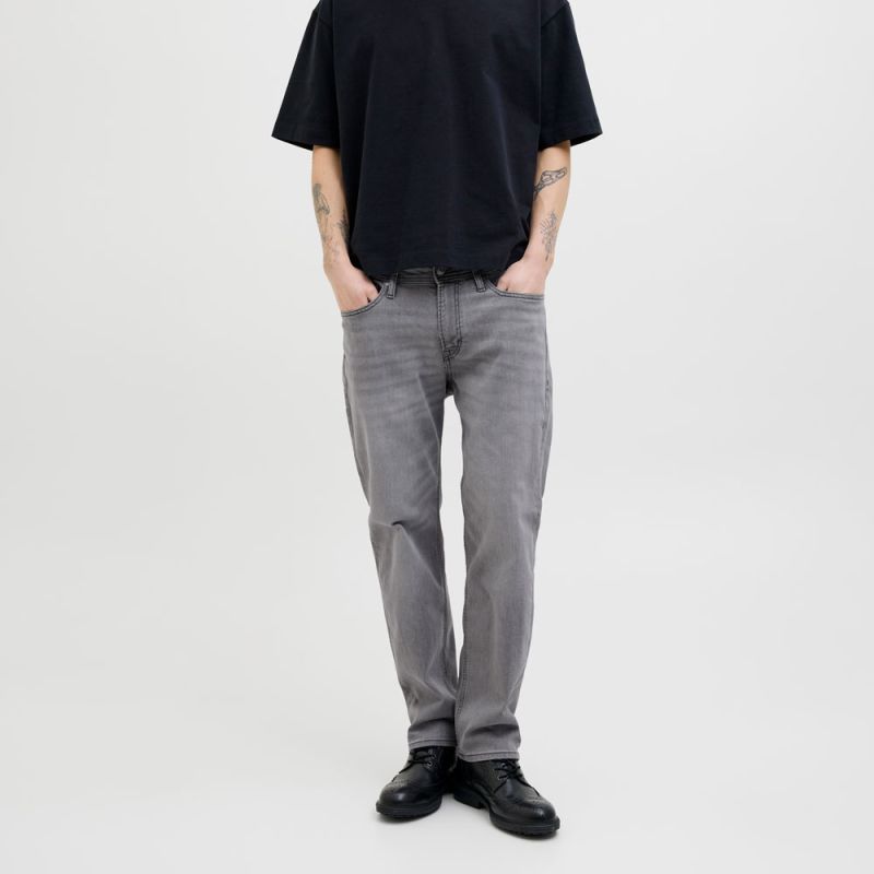 Zippered Jeans Grey Denim Clark Stretch Tapered Men JACK & JONES