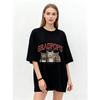 Oversized T Shirt Black Gradpopu Original Cat Print Graphic Tee Casual Streetwear Unisex Fashion Top for Everyday Wear and Outings