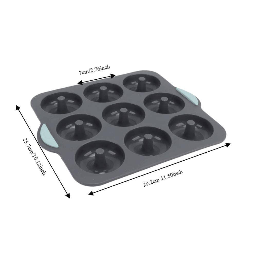9-Cavity Design Donut Baking Mold Non-Stick Surface Baking Tray Ring Cake Mold  Cake Making серый