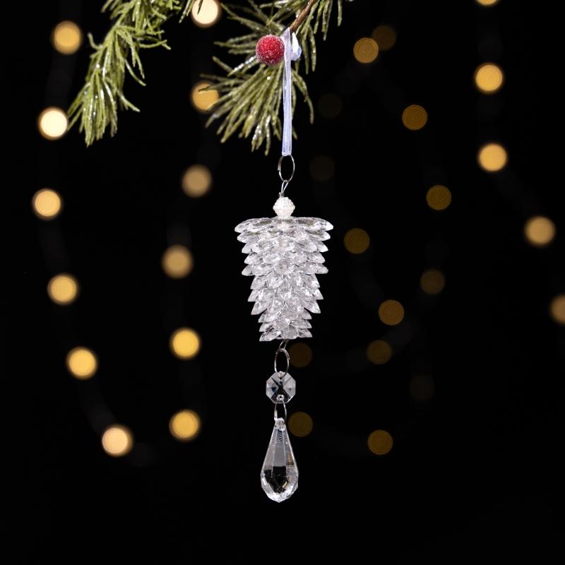 Realistic Acrylic Pinecone Christmas Tree Hanging Decoration Transparent Pine Cone Festival Home Ornament