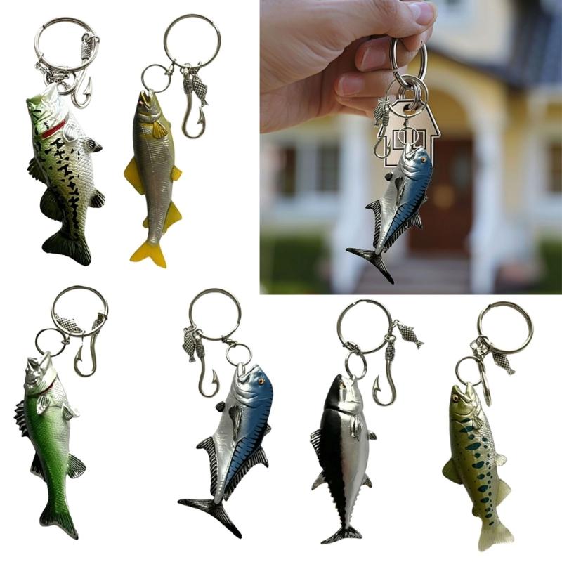 Acrylic Fish Keychain Accessory for Bag Use and Daily Carry, Metal Hook Detail, Fishing Theme Style for Display Placement