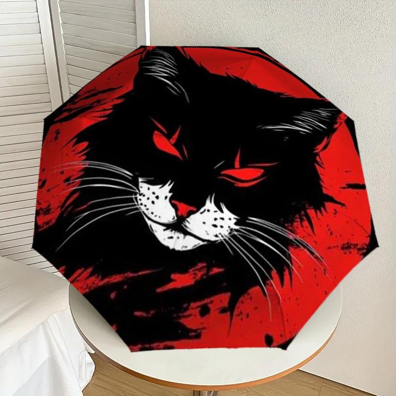 

1pc Black Cat Automatic Folding Umbrella - Compact 8-Rib Design,Perfect Gift for Friends & Family yy250926082
