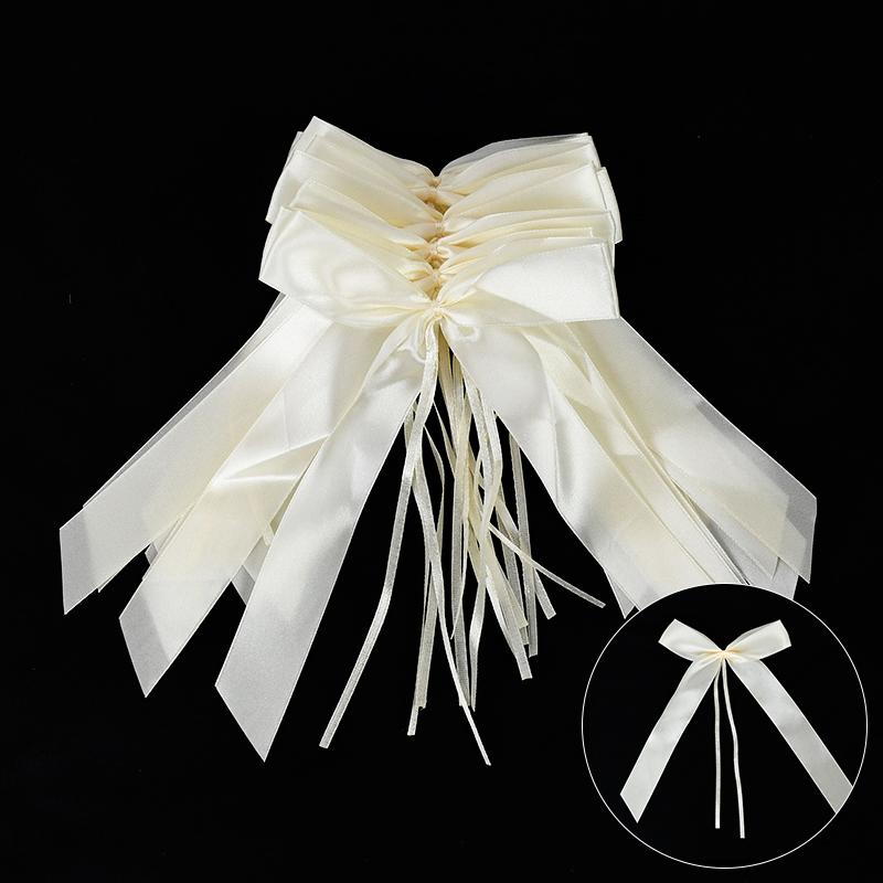 

50Pcs White Wedding Car Ribbon Bows Gift Wrap Craft Birthday Party Supplies Pew End Chairs DIY Decoration Christmas Home Decor бежевий