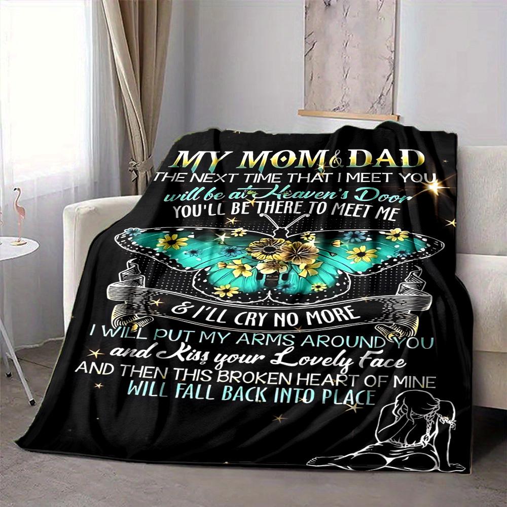 1pc Mom & Dad Memorial Quote Blanket - Perfect Gift for Birthdays, Christmas & Halloween- Soft, Warm & Versatile Yy250909101