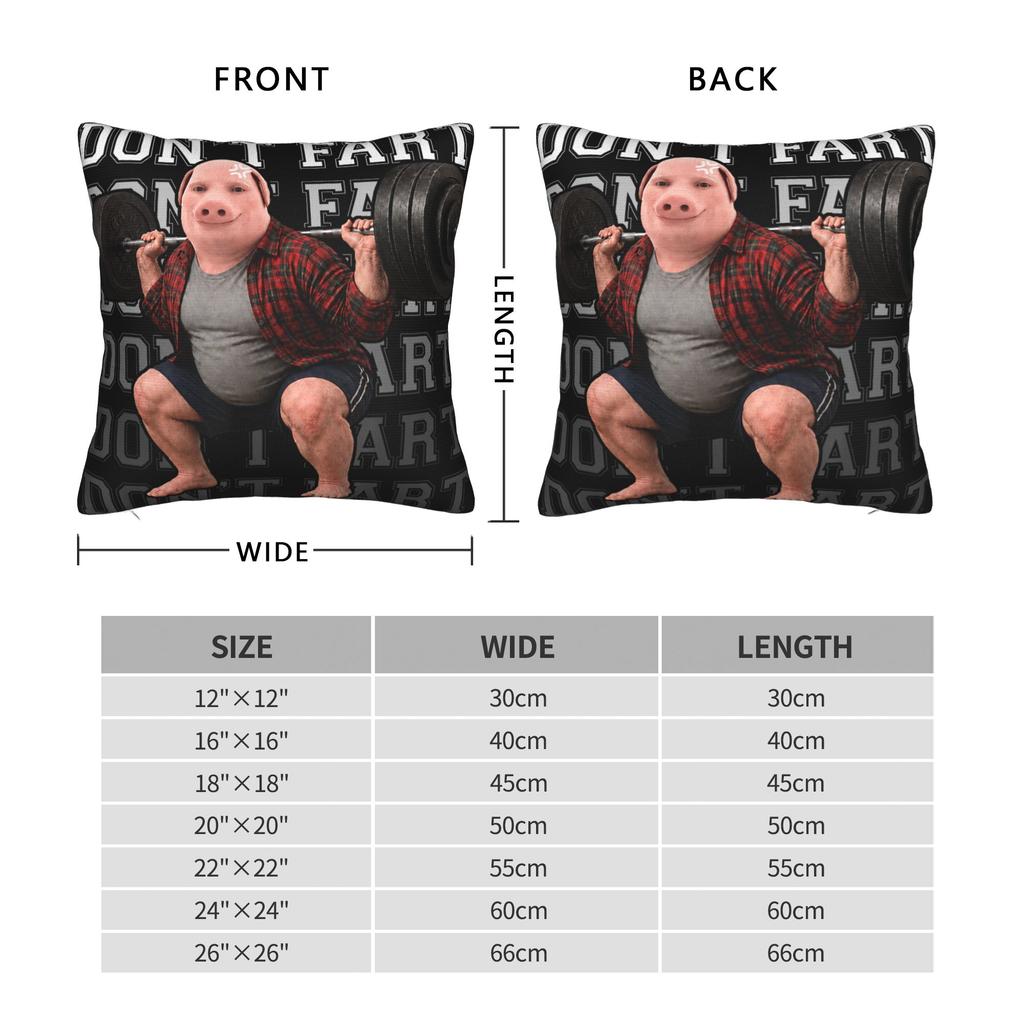 John Pork Don’t Fart Funny Squat Gym Meme Pillow Cover  Kawaii Pillow Case For Sofa Bedroom Home Decor Comfy Cushion Cover Gift