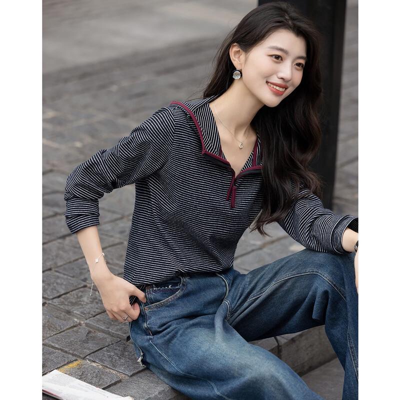 

Demana Women s Retro Striped Hooded T-Shirt S