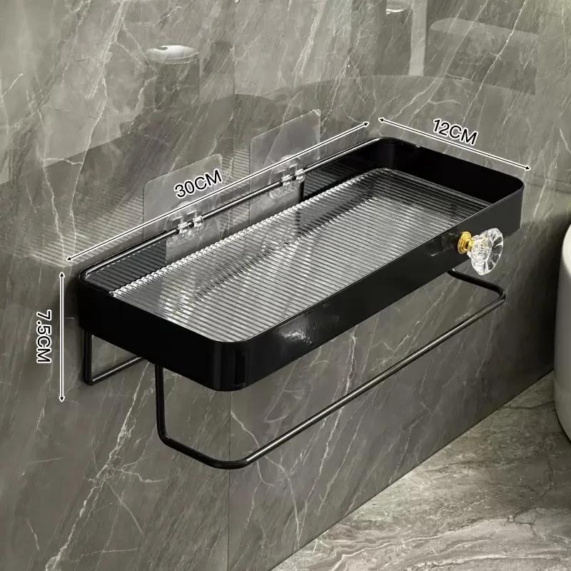 Goldenes Lagerregal ohne Bohren Badezimmer Waschbecken Waschschale Wandmontage Kosmetik-Lagerregal Badezimmerzubehör Regale