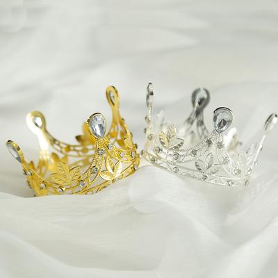 Dziecięca korona księżniczki Tiara Dziewczęca korona Urodziny Festiwal Wydajność Okrągła kryształowa opaska na głowę Dziecięce akcesoria do włosów