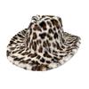 Autumn And Winter New Versatile Leopard Print Western Denim Hat Fleece Thickened Versatile Top Hat European And American Style Jazz Hat