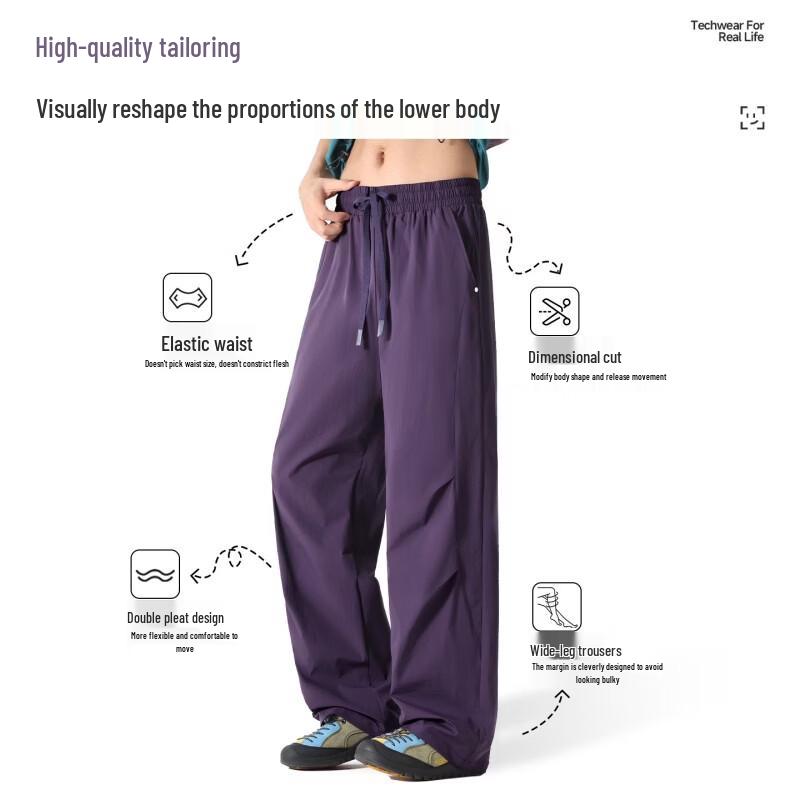 MINISO Men's Summer Quick-Dry Sun-Protective Parachute Cargo Pants
