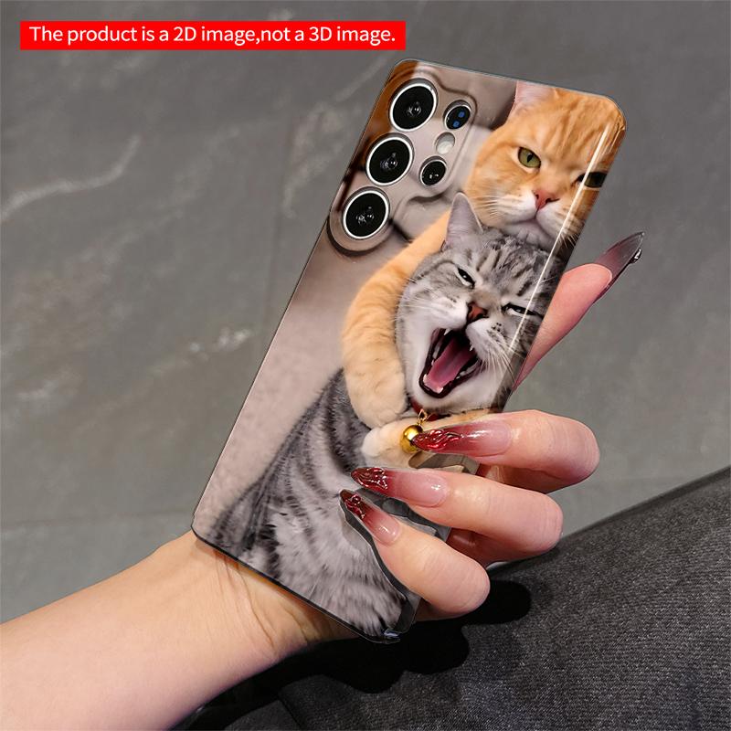2DFlat Samsung phone case Golden Tabby Hugs Gray Yawn Cat Applicable to Galaxy S22 S23 S24 S25ULTRA S26 A12 A13 A14 A15 A16 A34 A35 A54 A55