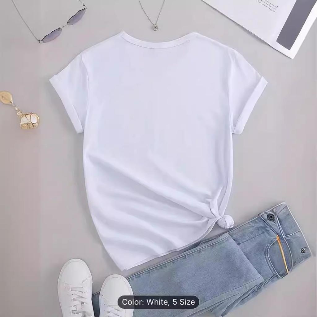 European and American Spot Printed Crew Neck T-shirt Spring and Summer Casual Short-sleeved Crew Neck Top Short-sleeved Women's T-shirt