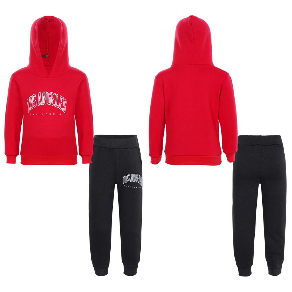 Costume de Sport pour enfants, garçons et filles, lettre imprimée, survêtement, pull à manches longues, sweat-shirt à capuche et pantalon, ensemble deux pièces