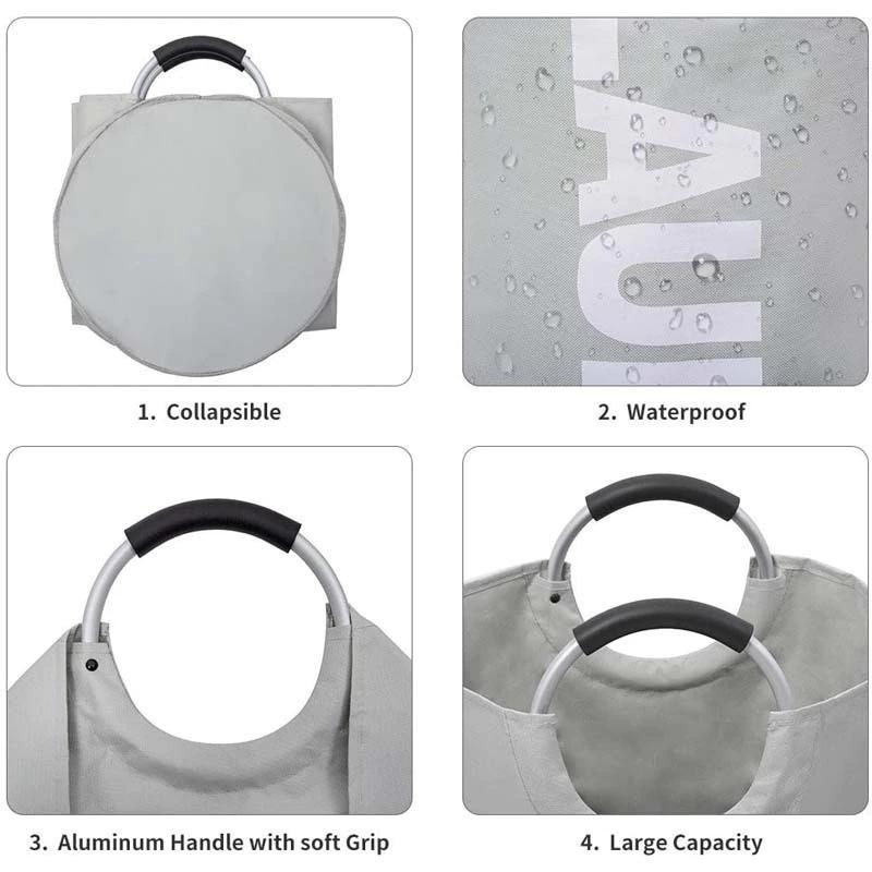 90L Super Large Laundry Basket Oxford Fabric Waterproof Laundry Bag Dirty Clothes Storage Basket Foldable Laundry Basket Travel