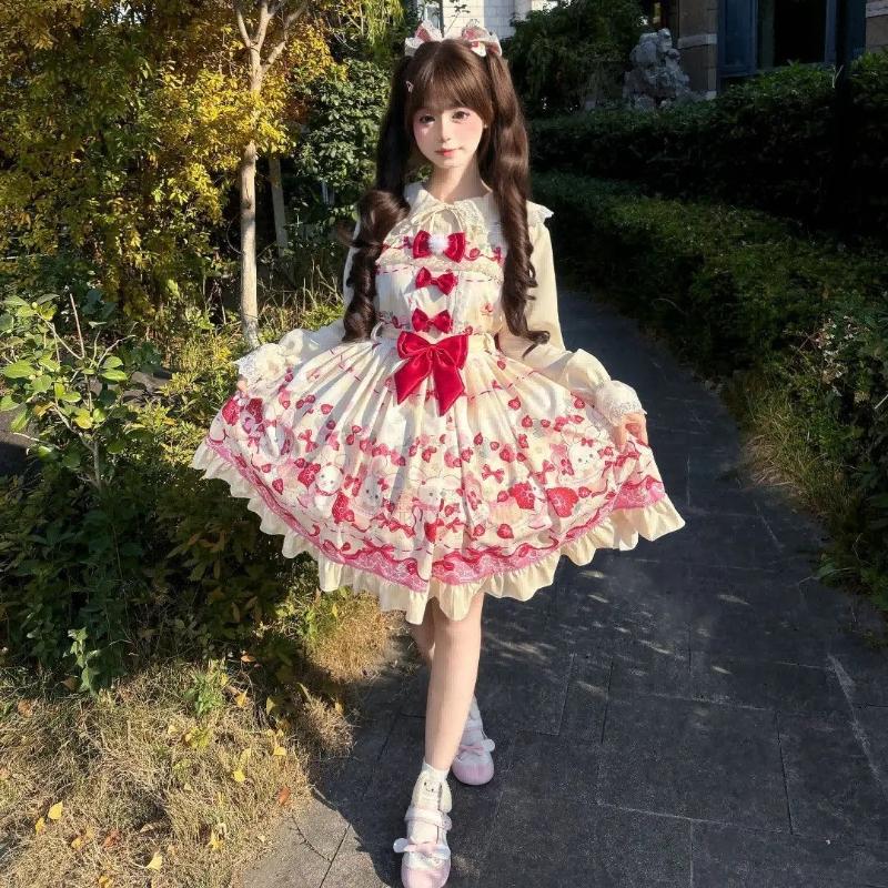Lolita Lapin Mignon Fraise Style Doux Salopette Douce Polyvalente Lolita