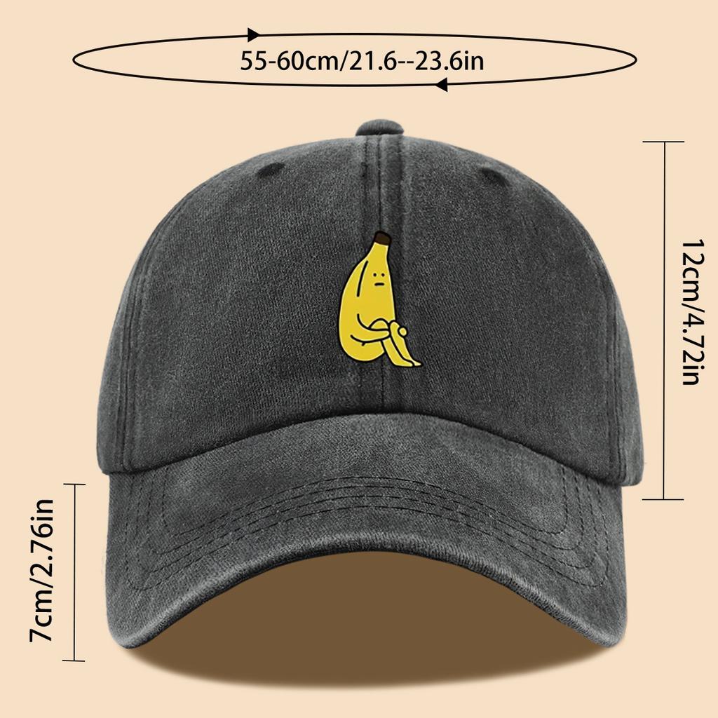 Banana Pattern Fun Printed Baseball Cap, Comfortable and Breathable Peaked Cap, Fashionable and Casual