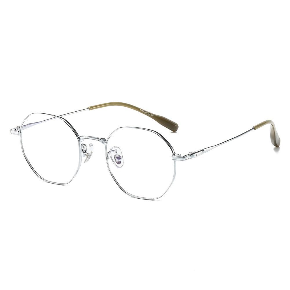 

Сверхлегкая оправа для очков из чистого титана с полигональными линзами, оптическая оправа для очков для близорукости, женская оправа для глаз 92037 white film