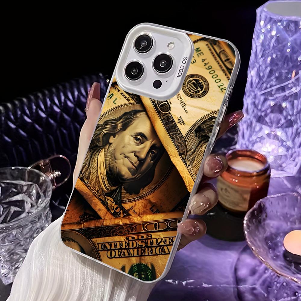 

USD Dollar White Translucent Mobile Phone Case for iPhone 17 16 15 14 13 12 11 X XR XS Air Pro Max Plus Colorful Cover iPhone 11