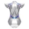 Costume da Aliena da Donna Metallico Lucido Gradiente Paillettes Taglio Frontale Manica a Velo Collo Alto Body