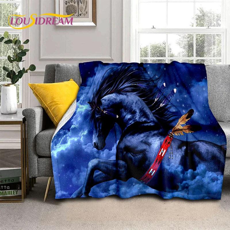 Horse Pentium Gallant Steed 3D Animal Blanket,Soft Throw Blanket for Home Bedroom Bed Sofa Picnic Travel Office Cover Child Gift