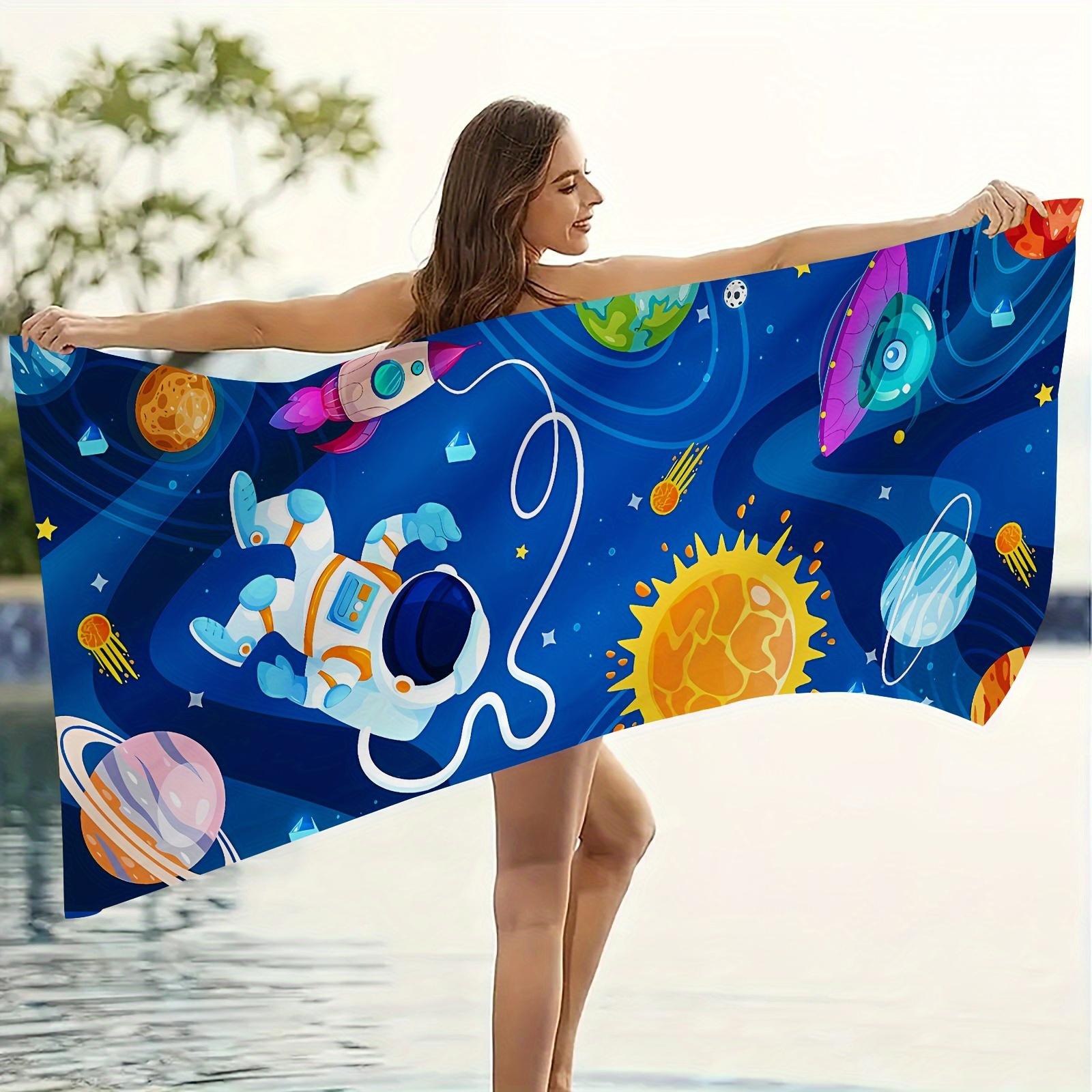 

Astronaut Space Theme Microfiber Beach Towel, Super Absorbent Quick-Dry Lightweight for Camping Pool W40*H60(CM)