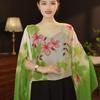 Flower Pattern Sun Protection Shawl Long Length Chiffon Scarf Breathable Shawl  Outdoor Activities