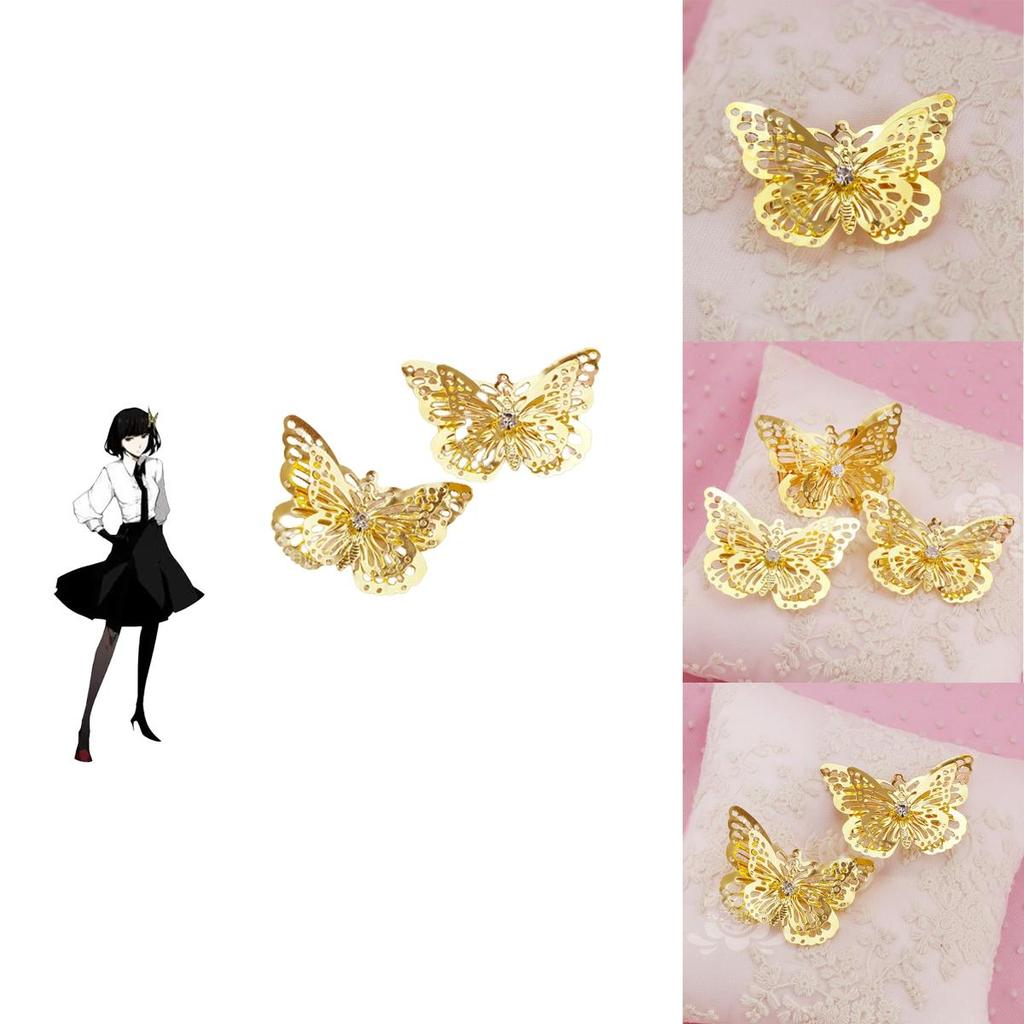 Atemberaubende Bungo Stray Dogs Akiko Yosano Goldener Schmetterling Haarspange Accessoire