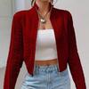 Women's clothing spring and autumn stand-up collar temperament commuting light and mature style zipper long-sleeved knitted cardigan jacket