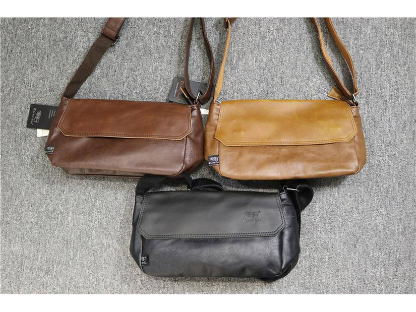 Threebox Retro Japanese Men's Soft Leather Shoulder Messenger Bag