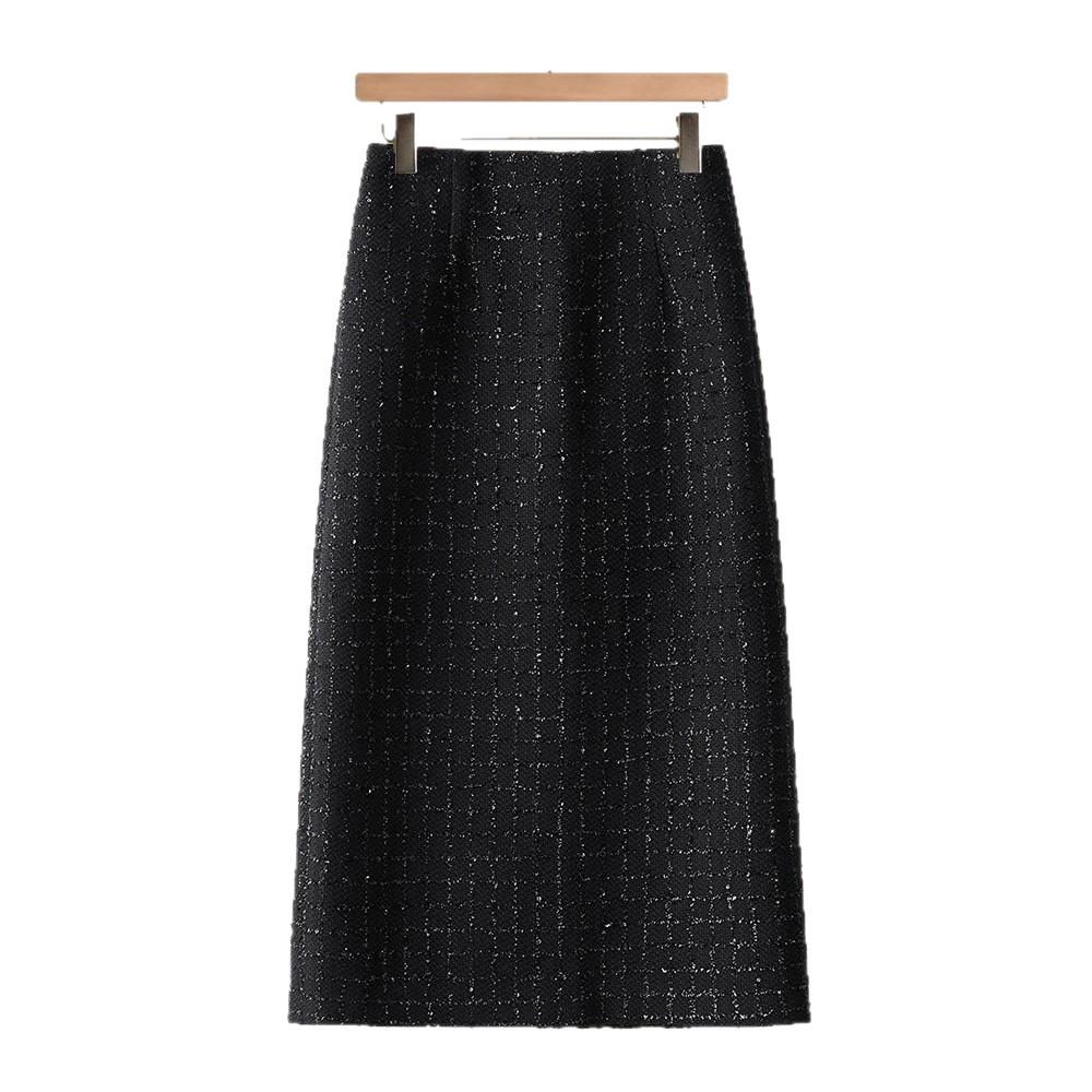 Lux Women's Sequin Tweed French-Style Wool Skirt for Autumn/Winter 2025
