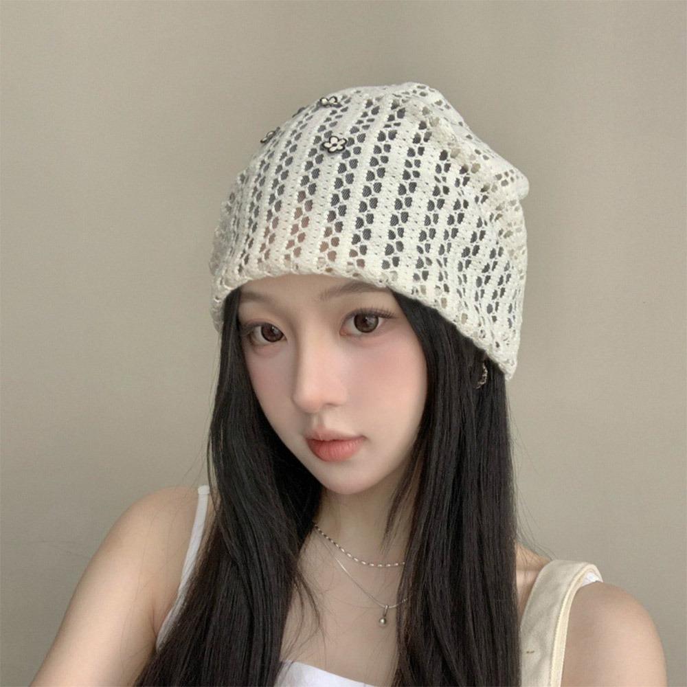 Lace Flower Stacked Hat Thin Soft Pullover Hat Creative Cap  Spring Summer