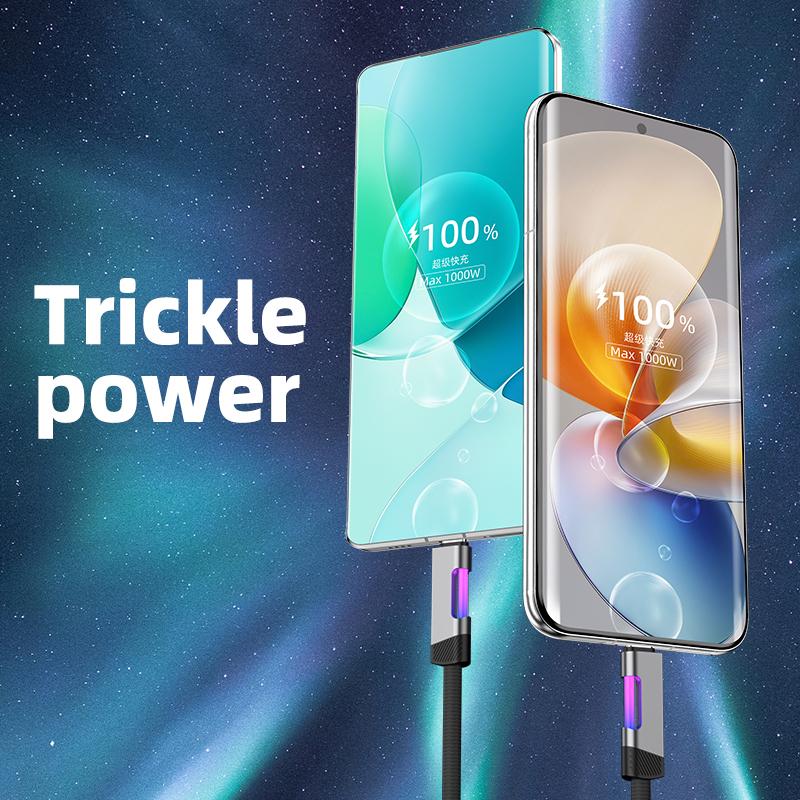 100W USB C Super Fast Charging Cable with RGB Breathing Light Type C toType C Quick Charge Cord for iPhone Huawei Samsung Xiaomi