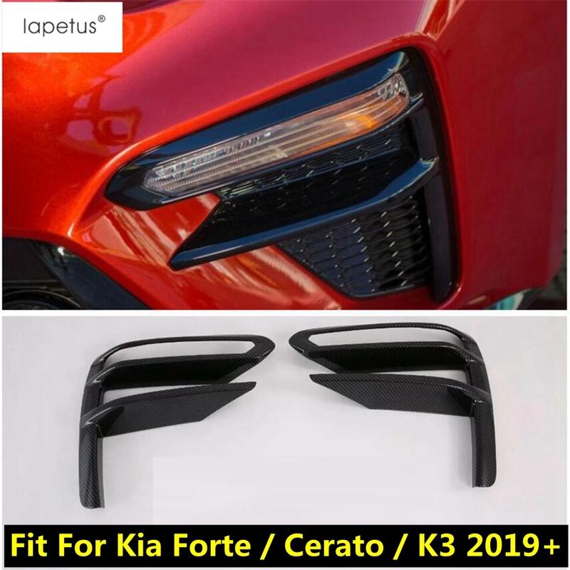 Front Bumper Fog Light Lamp Eyebrow Decoration Cover Trim For Kia Forte / Cerato / K3 - ABS Carbon Fiber Accessories