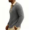 Men's Quilted Knit Color-blocked Pullover Button-down Top