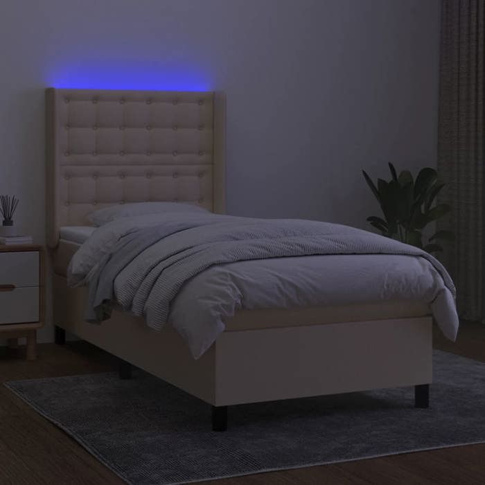Maison Exclusive - Sommier à lattes de lit matelas et LED Crème 90x190 cm Tissu
