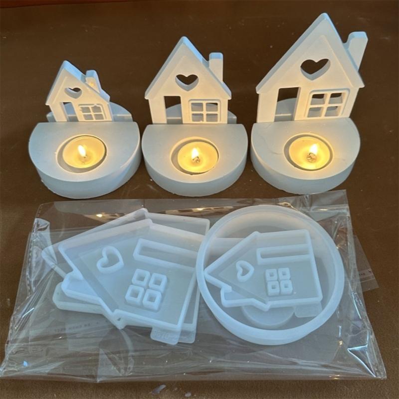 House Shape Candlestick Molds for DIY Candle Holder Gypsum Ornament