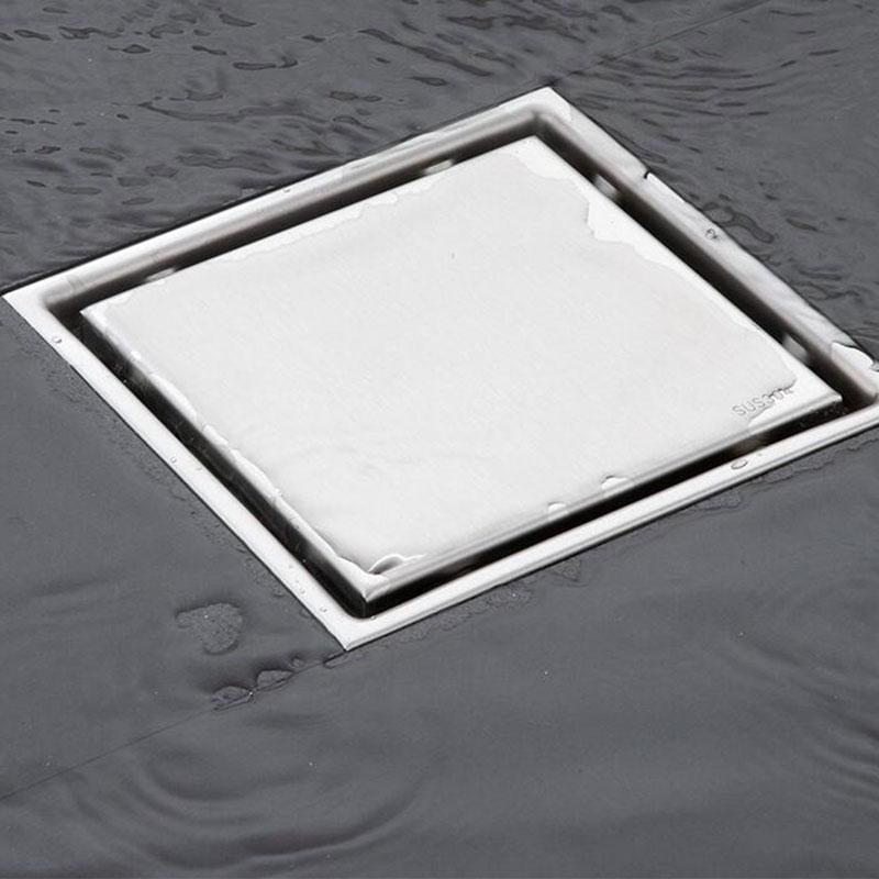 10/11/15cm Tile Insert Square Floor Waste Drain Bathroom Grates Shower Drain 304 Stainless Steel Large Flow Drainer Accessories