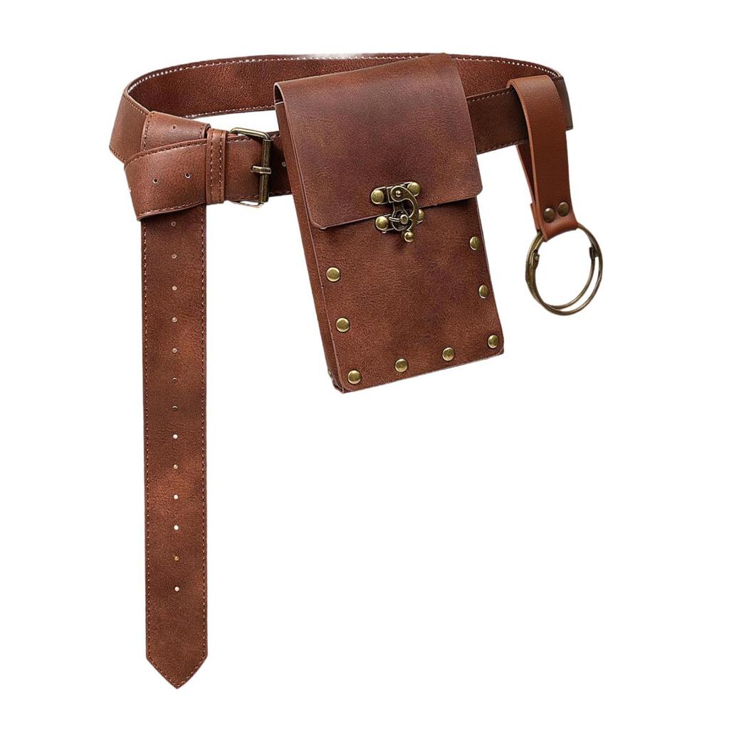 Belt Pouch Waist Bag Waistband Renaissance Accessories PU Leather Belt Phone Holder for Carnival Halloween Performance Festival