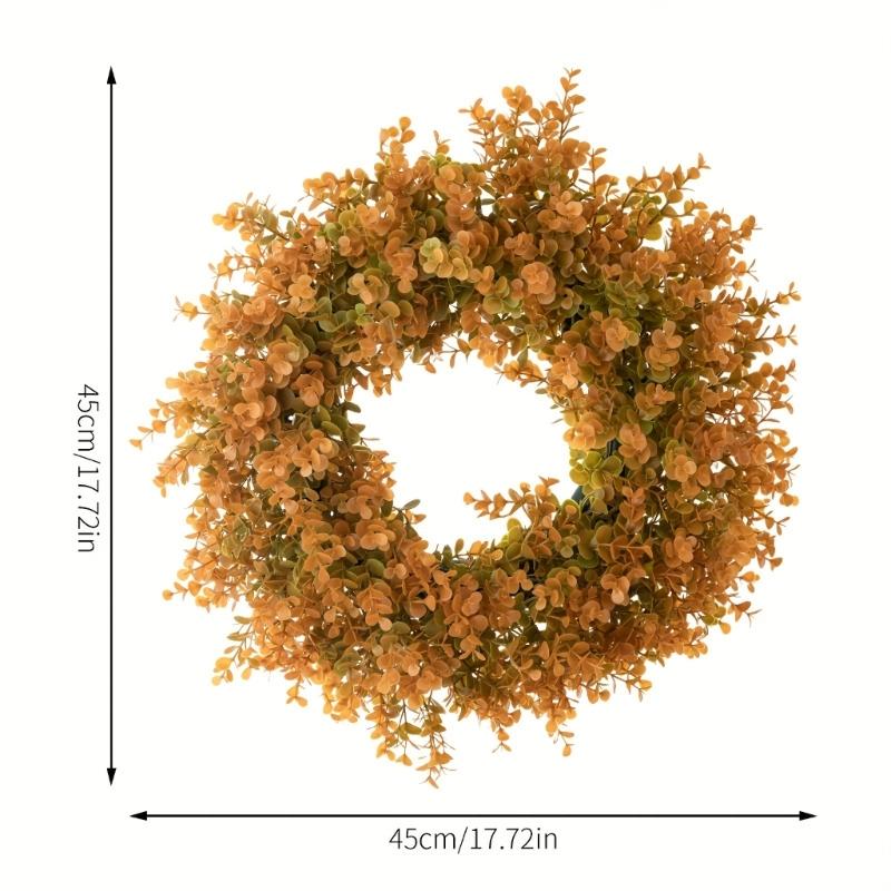 Artificial Fall Wreath for Front Door Autumn Orange Leaf Wreath Farmhouses Indoor Outdoor Window Wall Door Home Decors