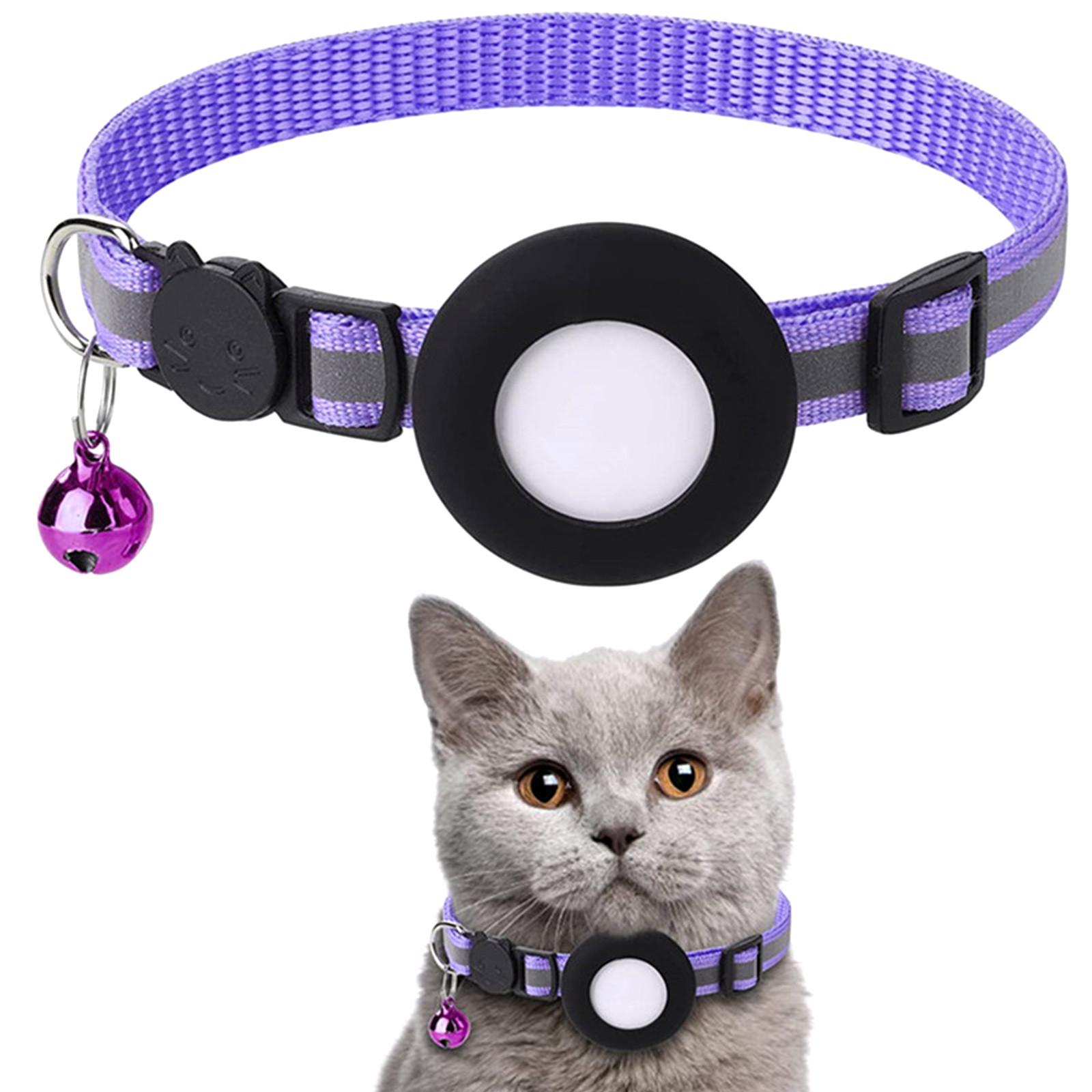 

Стрелец кошка, ошейник, светоотражающий, кошка, ошейник, с AirTag, держатель, и колокольчик, для девочки, мальчика, кошки One Size фиолетовый