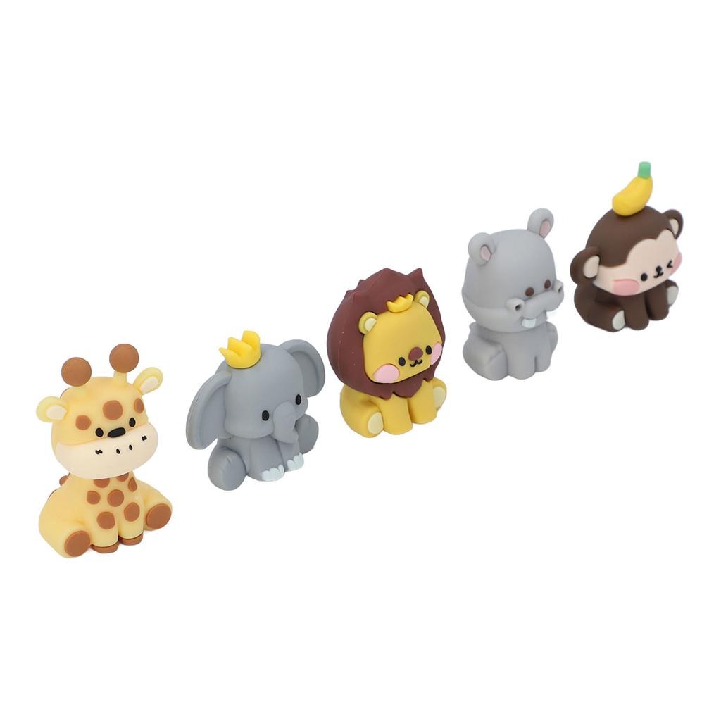 5Pcs Jungle Animal Cake Toppers Safari Figures Cute Decoration Monkey Elephant Giraffe Hippo Lion