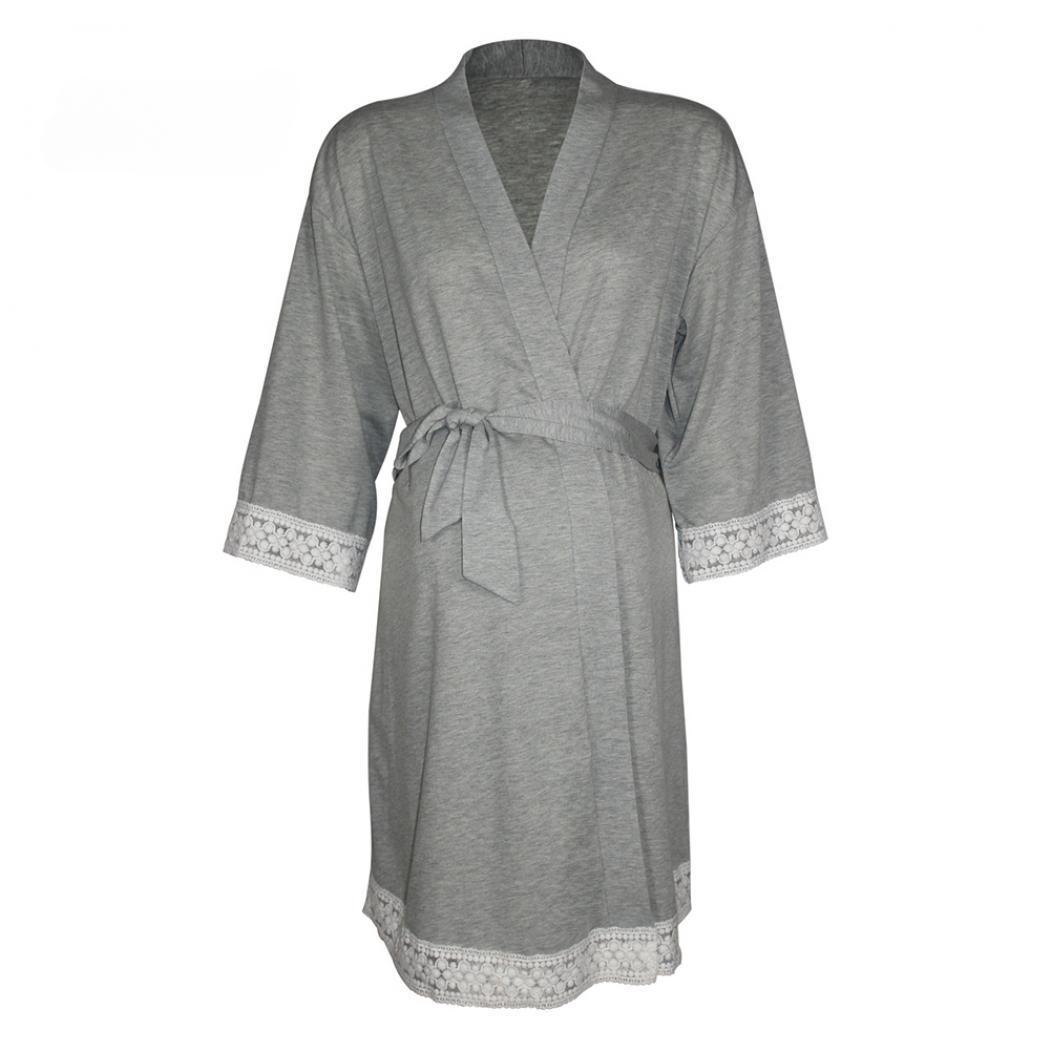 

Женский халат, платье для беременных и кормящих мам, ночная рубашка, халат, кимоно, пижама, кардиган, платье для сна M серый
