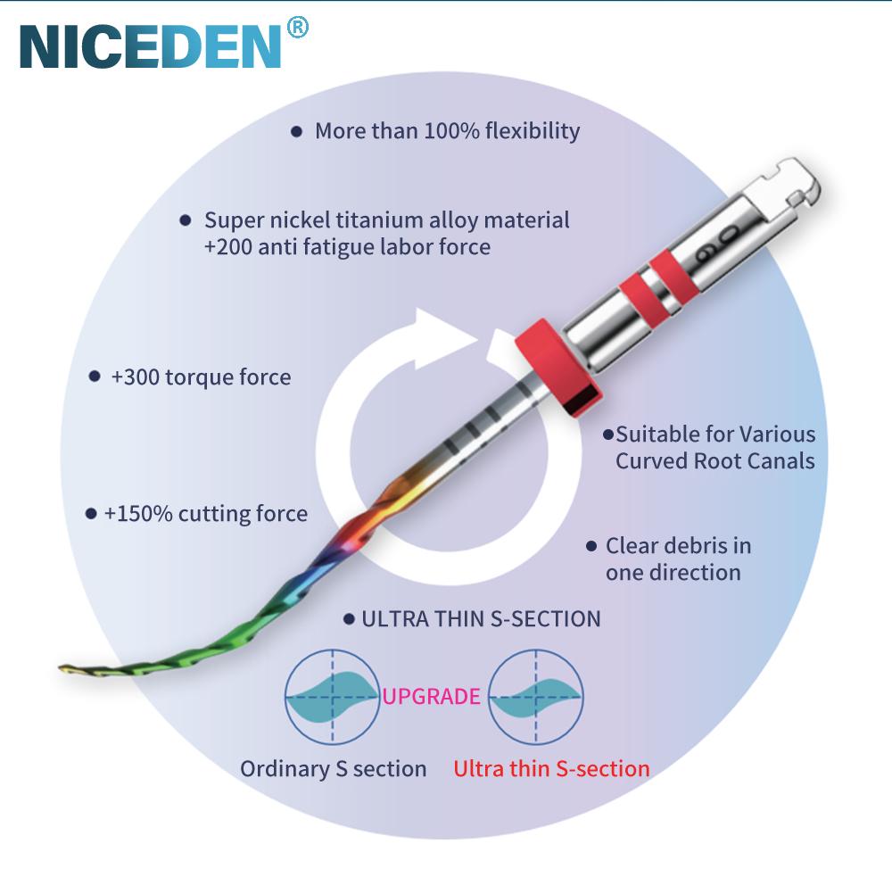Rainbow-serien 6 stk/eske SX-F3 Blå Filer 21mm Varmeaktiverte NiTi Rotkanalfiler Kan Bøyes Endodontisk Behandling Roterende Fil 25mm